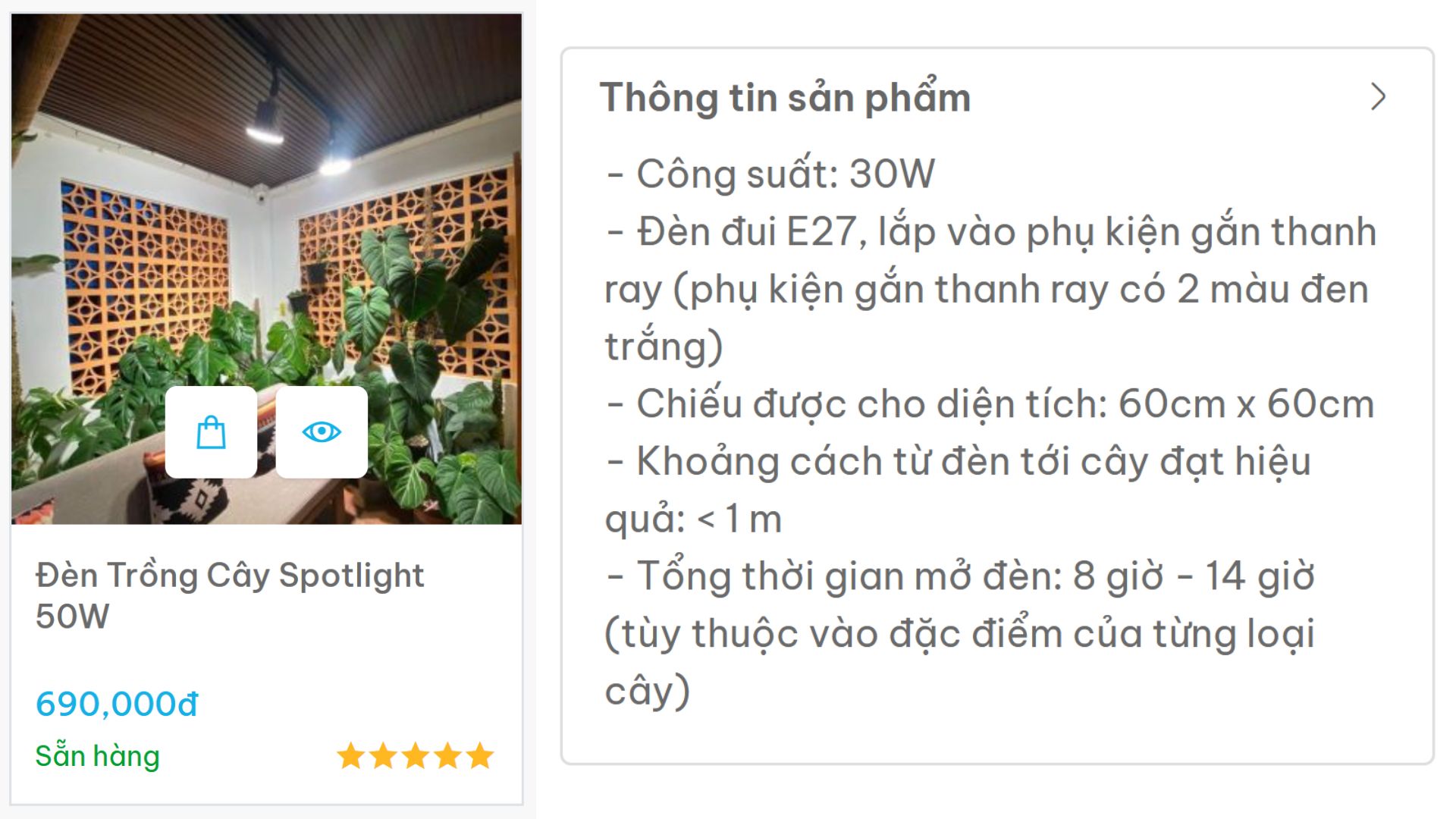 Đèn Trồng Cây LGL Spotlight 50W